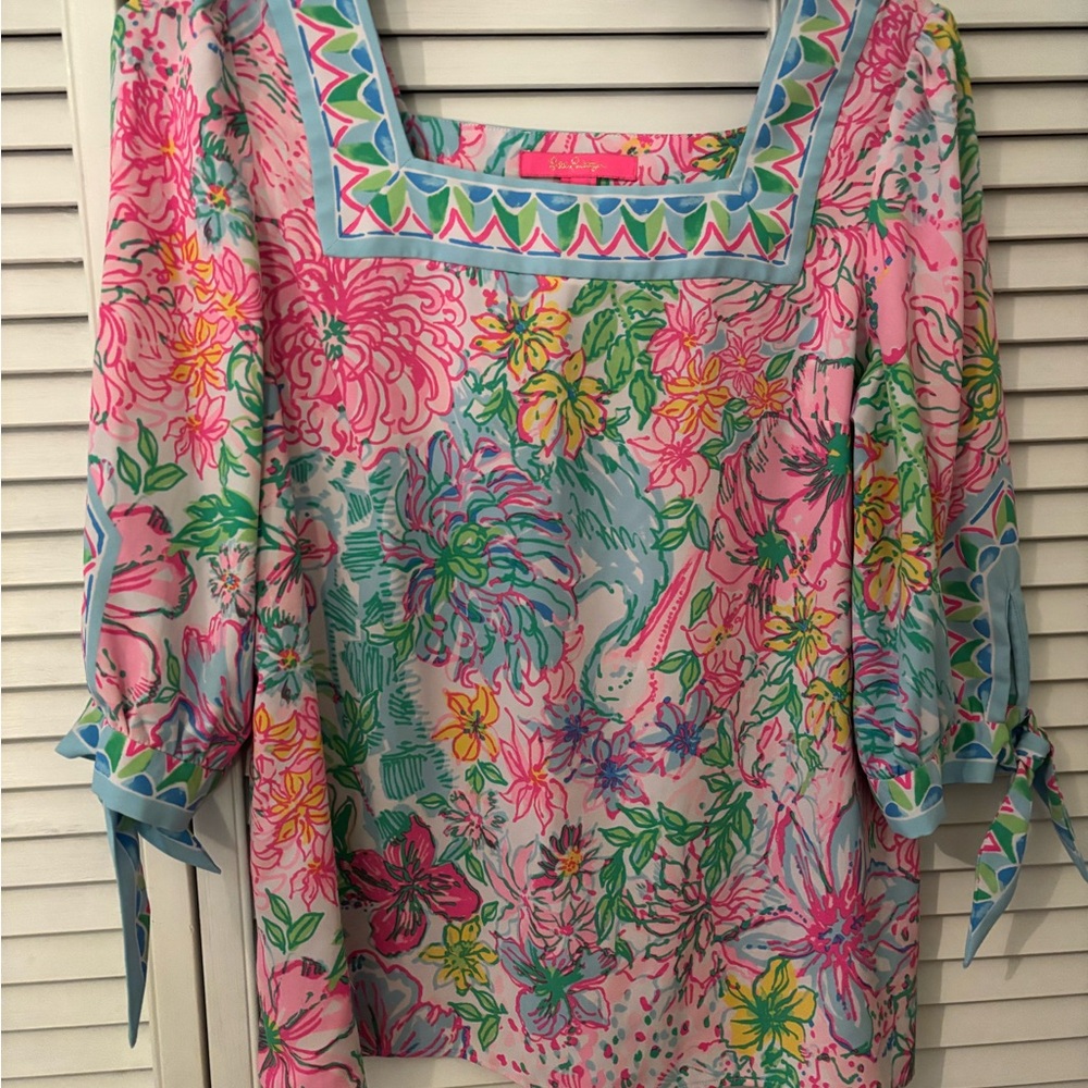 Lilly Pulitzer Women's Floral Blouse - Pink, Blue, Yellow, Green
